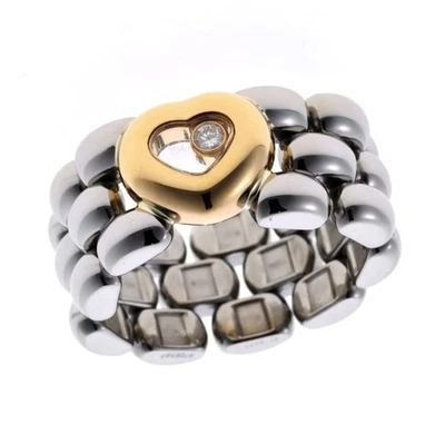 Chopard Happy Diamond 18k Yellow Gold Stainless Steel Heart Ring Size US6.25 - Image 1 of 3