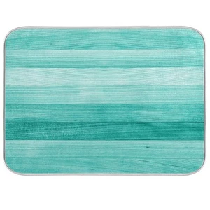 Teal Turquoise Green Wood Dish Drying Mat for Kitchen, Absorbent Microfiber D... - Picture 1 of 7