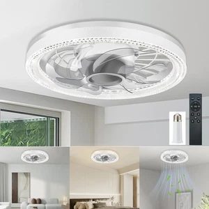 Ceiling Fan Light, 12-inch Socket Fan Light with Remote Control, 3 Colors (30... - Picture 1 of 7