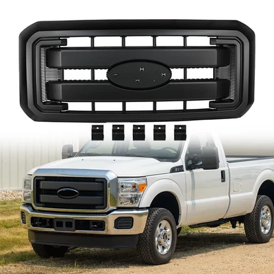 Parrilla superior delantera negra mate para Ford F250 F350 F450 F550 Super Duty 2011-2016 Foto 1 de 4