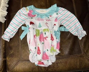 Mädchen * 12-18 Monate gesmoktes Weihnachts-Bubble-Outfit * Marie Nicole 12M * 18M - Bild 1 von 5