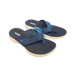 Skechers Sandali infradito da donna in tela On The Go (Navy, 10) - Foto 1 di 4