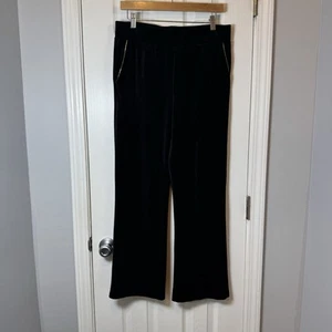 Lauren Ralph Lauren Black Velvet Gold Trim Track Pants size Medium Petite NEW - Picture 1 of 6