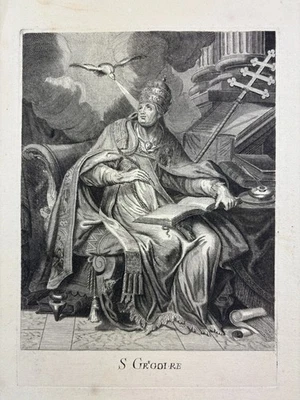 Gregor der Große Gregorius Papst Gregor I, Kupferstich nach Antoine Dieu 1700  - Bild 1 von 4