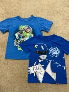 Lot Boys Shirts Size 4T XS Power Ranger/Buzz Lightyear Blue Action Figures - Picture 1 of 7