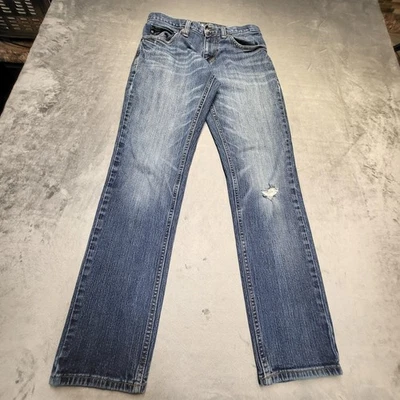 FreeWorld Night Train Jeans Mens 30 Blue Denim Regular Stretch Distressed Worn - Image 1 of 4
