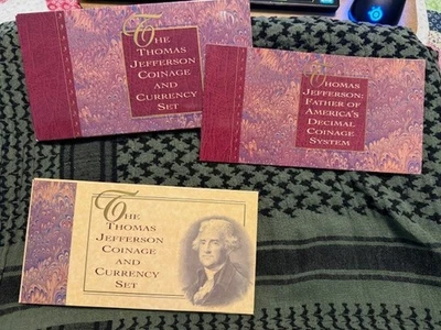 1993 Jefferson Silver $1 Coin and Currency US Mint Set with $2 Note Matte Nickel - Image 1 of 4