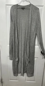 Euc Joseph A Long hellgrau vorne offen Rayon Staubmantel Strickjacke Pullover Größe Large - Bild 1 von 5