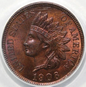 1906 1c Indian Head Cent ANACS MS 64 RB - Picture 1 of 5