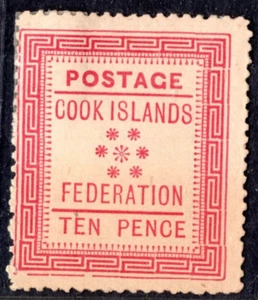 NEW ZEALAND COOK ISLANDS 1892 S.G. #4 TEN PENCE Sc. #8 MINT HINGED ORIGINAL GUM - Picture 1 of 2