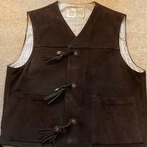 Vintage braune Wildleder Leder Fransen Weste authentisch Hippie 60’s 70’s Ex Cond Herren M - Bild 1 von 5