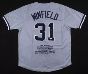 Dave Winfield Signed New York Yankees Career Highlight Stat Jersey (JSA COA) OF - Picture 1 of 6