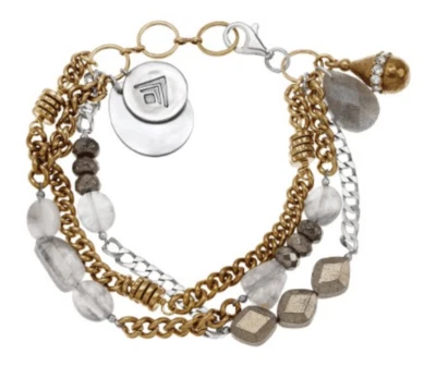 Pulsera Silpada Pirita Labradorita Latón Cristal Jardín Fiesta Esterlina B3215 Foto 1 de 4