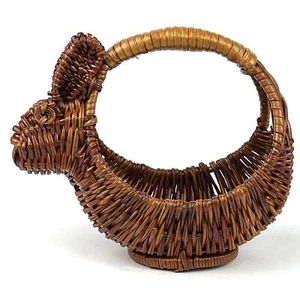 Cesta de conejito de Pascua vintage de mimbre ratán marrón pequeña 5-1/4" de alto - Imagen 1 de 9