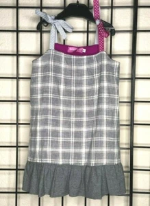 NEW NWT Gray Plaid HIGH-END PLUSH Shoulder Bow Dress Sz 5/6Y The Matching Dot - Picture 1 of 9