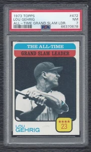 1973 Topps Lou Gehrig All-Time Grand Slam Leader Vintage Baseball #472 PSA 7 NM - Bild 1 von 2