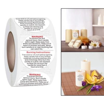500Pcs Candle Warning Labels Safety Labels Decal Soy Wax Candle Making - Image 1 of 4
