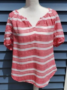 Strand Lunch Lounge 100 % Baumwolle rubinrot & weiß gestreift klein Beachlunchlounge - Bild 1 von 8