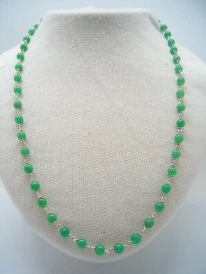 Collana in Argento 925 e CRISOPRASIO naturale - girocollo pietre dure - - Immagine 1 di 4