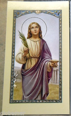 Image pieuse avec prière Sainte Lucie 11,5 cm x 6,5 cm