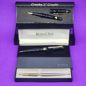 PARKER CLASSIC Ballpoint Pen - Michael C Fina Mechanical Pencil + Fountain Pen - Picture 1 of 17
