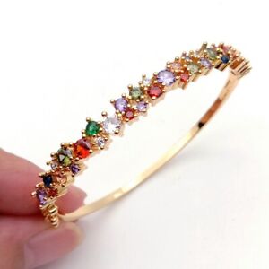 gold Color rainbow bangle bracelet cubic zirconia fashion lady jewelry