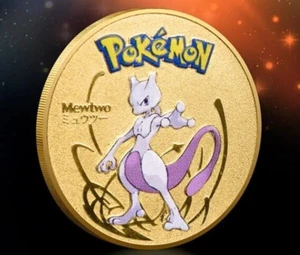 Moneda de Oro Mewtwo - Moneda Pokemon Chapada en Oro - Moneda se envía en Cápsula de Plástico - Imagen 1 de 5
