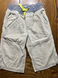 Mini Boden Sand Color Drawstring Shorts w/Raw Hem Boys Striped Waistband Size 5 - Picture 1 of 3