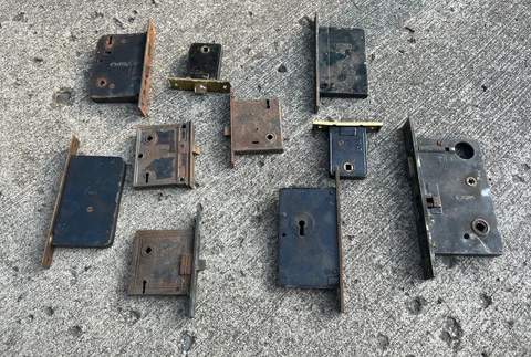 Vintage Lock Door Lot Of 10 Hardware Salvage For Parts Or Repair Only Cover