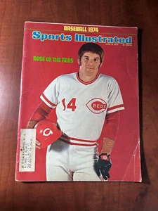 PETE ROSE CINCINNATI REDS April 8 1974 Sports Illustrated with label - Picture 1 of 1