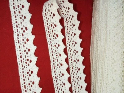 Cotton Crochet Lace Trim 15mm IVORY OFF WHITE 5m length trimming vintage  - Image 1 of 2