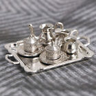 10pcs 1/12 Dollhouse Miniature Silver Metal Tea Coffee Tray Tableware Set Xp@jx