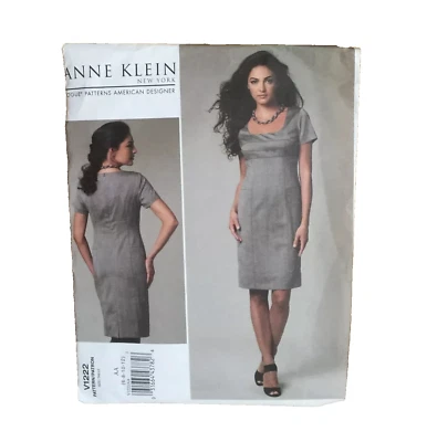 Vogue American Designers Sewing Pattern V1222 Anne Klein Fitted Dress Size 6-12 - Image 1 of 4