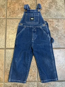 EUC-Size 3T Key Brand kids overalls snap bottom Dark Denim - Picture 1 of 7
