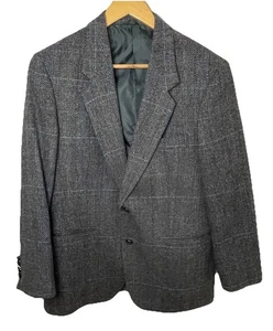 Cappotto sportivo uomo 40S vintage Ardsley blazer stile tweed spina di pesce grigio lana - Foto 1 di 13