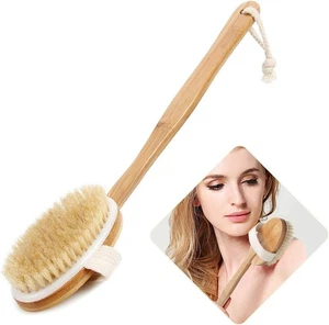Cepillo corporal de baño y ducha, cepillado de piel seca con marrón jabalí 100 % natural - Imagen 1 de 7
