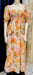 Billabong Floral Maxi Dress Smocked, Lined, NWT Size XS $89 Retail - Picture 1 of 7