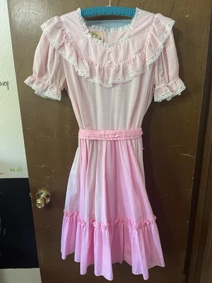 Vestido de Baile Cuadrado Vintage Jeri Bee Rockabilly Mrs. Cláusula, talla 16, rosa/blanco Foto 1 de 4