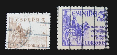 Selos da Espanha Scott 664 RA27 El Cid 1938 conjunto de 3 usados - Imagem 1 de 3