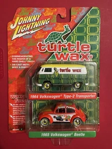 Johnny Lightning Turtle Wax 1964 VOLKSWAGEN TYPE 2 BUS & 1965 VOLKSWAGEN BEETLE - Picture 1 of 7