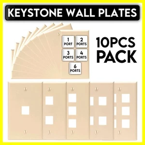 10 Pack Ivory Single Gang Wall Plate Cover Face Plate for Keystone Jack Insert - Afbeelding 1 van 13