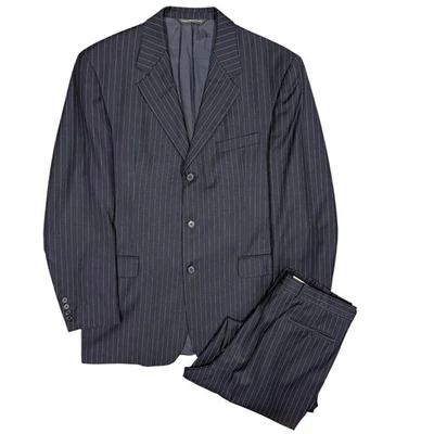 Coppley Suit 2pc Pinstripe 3btn Navy Blue 100% Wool 42T 38x33 - Image 1 of 4