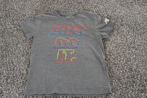 Nike Shirt Youth Medium Gray Just Do It Tee Athletic Swoosh Logo Girls 5-6 Years - Picture 1 of 8