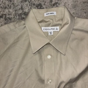 Joseph & Feiss 100% cotton 17 34/35 Long Sleeve Tan Dress Shirt New - Picture 1 of 8