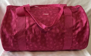 Thirty One Junior Rec Duffle Bag Zipper Pink Lots a Dots Cross Pop Gym Travel - Picture 1 of 17