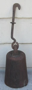 Antique 16 lb. CAST IRON Hanging Bell-Shaped SCALE WEIGHT Cotton Tobacco - Picture 1 of 6