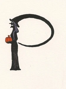 SCRAPBOOKING HALLOWEEN ALPHABET LETTER P 1.5X2 RYTA Folk Art Salem Witch Fall 🍁 - Picture 1 of 1