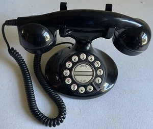 Microtel Phone Corp Rotary Push Button Phone Black 966 Vintage Retro Works - Picture 1 of 6
