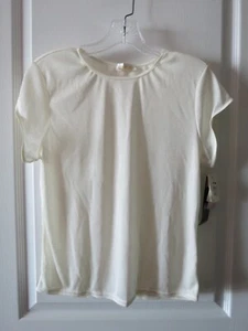 Escapades NWT Ivory Short Sleeve Round Neck Semi-Sheer Pullover Blouse Size S - Picture 1 of 15
