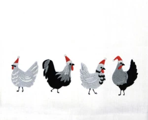 MERRY FUN CHICKENS VARIETY OF BATHROOM TOWELS EMBROIDERED BY LAURA - Picture 1 of 1